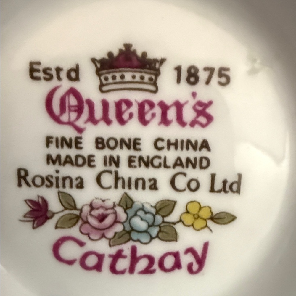 Queen’s Cathay Rosina China Co. Ltd. Fine Bone China Tea Cup & Saucer Set of 4 - Picture 2 of 13